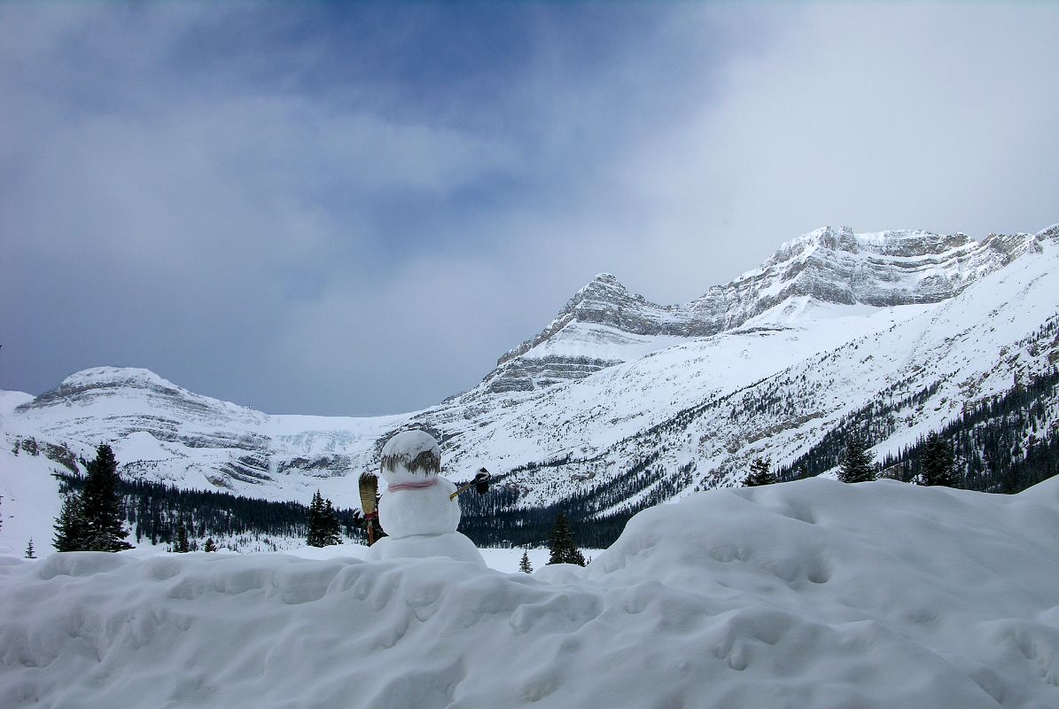 45 Bow Glacier, Portal Peak and Mount Thompson from Num-Ti-Jah Lodge Next To Icefields Parkway